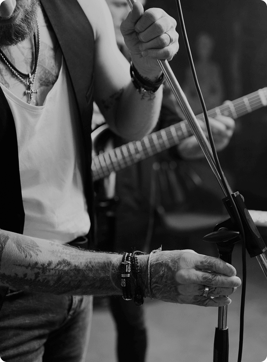 Musician playing instrument